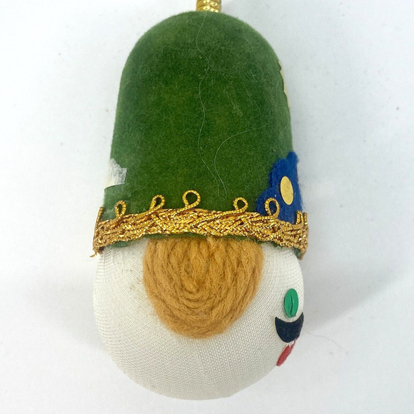 Vintage Japan Ornaments Soldier Head Nylon Felt Yarn Christmas Green Blue - Picture 10 of 15